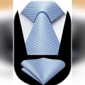 NEW! Pastel Blue Neck Tie and Pocket Square Set